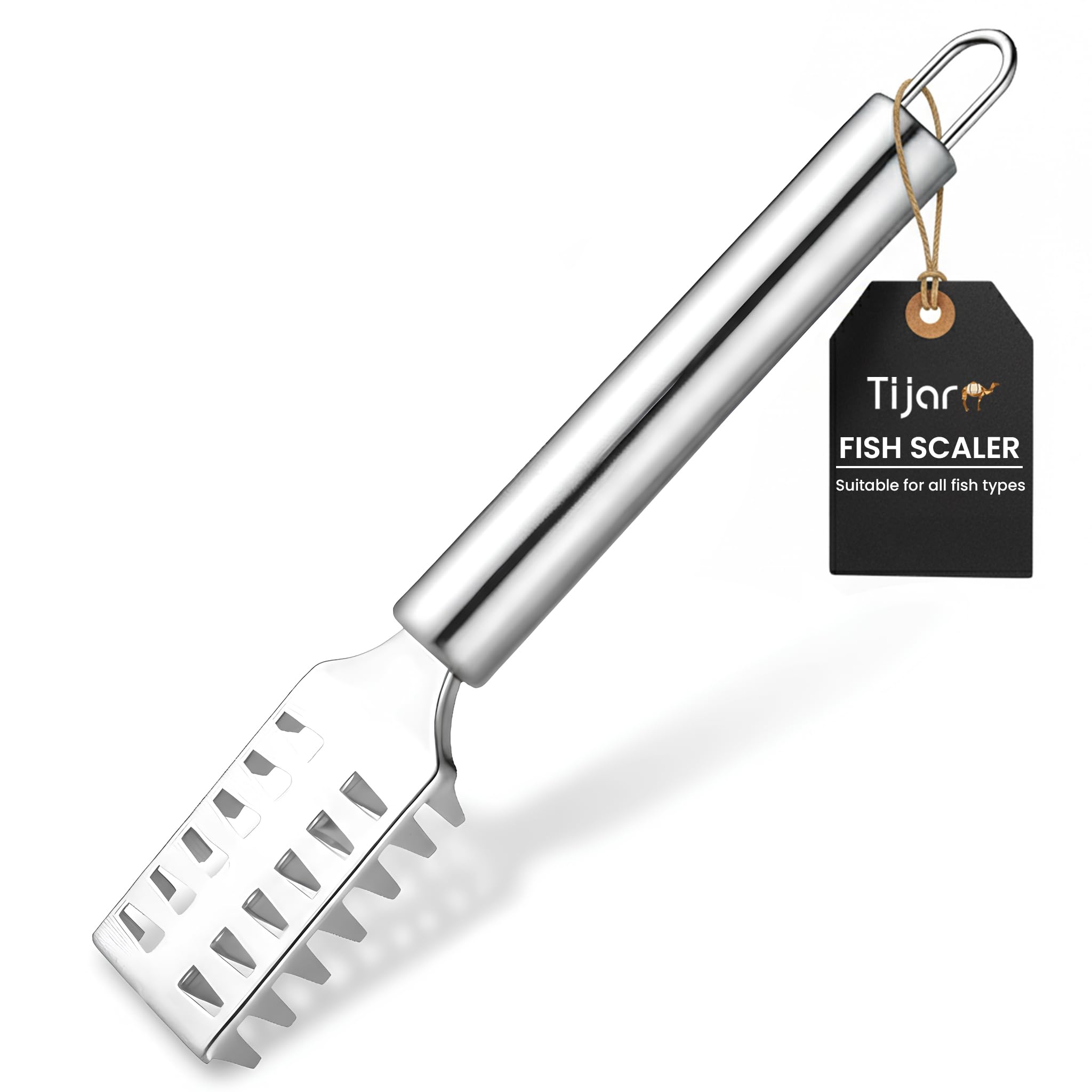Fish Scale Remover, Stainless Steel with Grip Handle Fish Scale Scraper, Fast Cleaning Fish Skin Steel Brush Cleaner Descaler Fish Tools (Stainless_Steel)