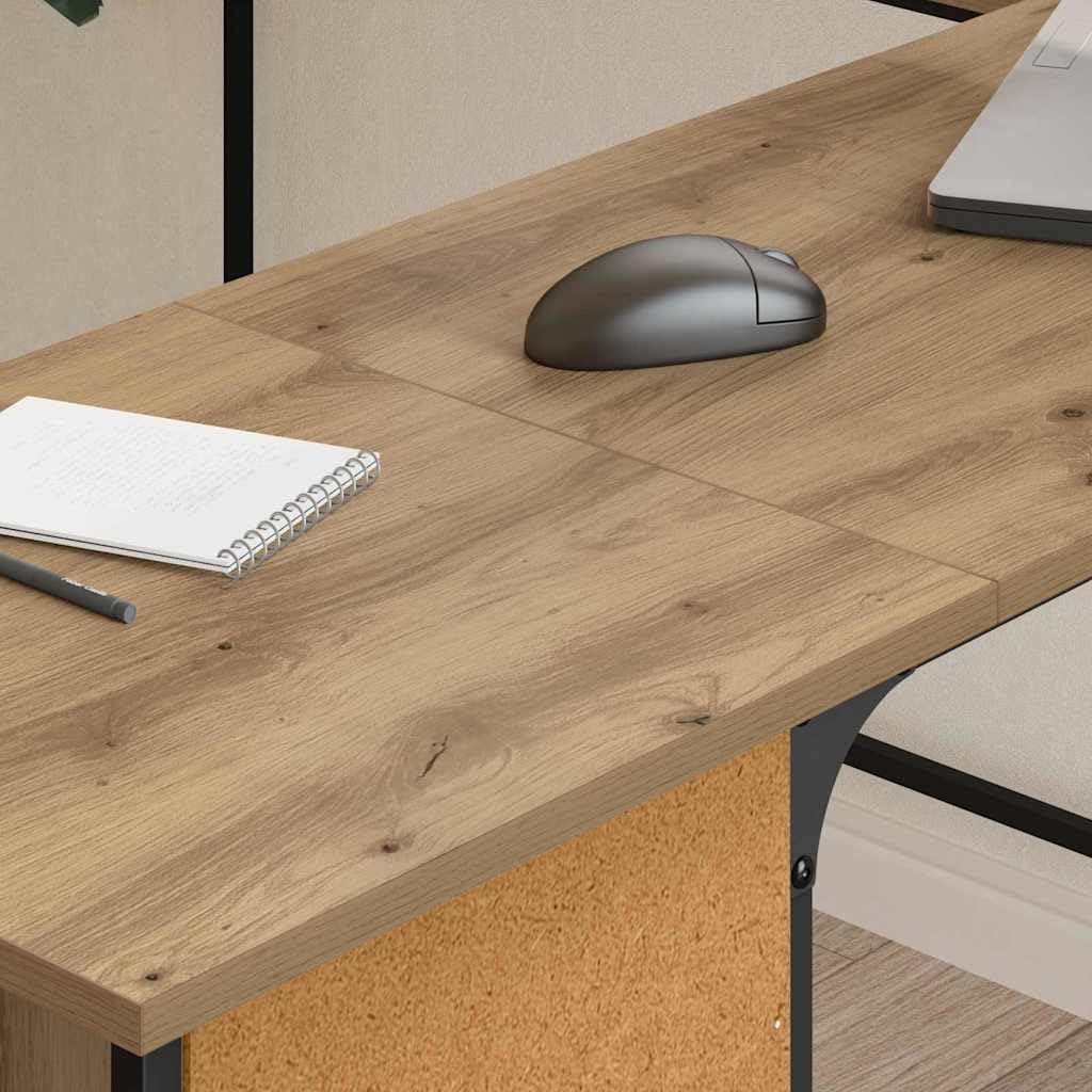 Scrivania angolare in rovere Artisan, 141 x 141 x 75 cm, con ripiani