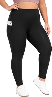 Heathyoga Plus Size Leggings with Pockets, High Waist Tummy Control Yoga Pants 4XL-6XL
