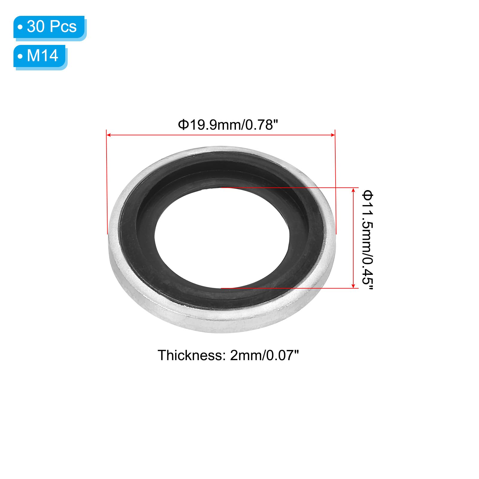 PATIKIL M14 Self-Centered Bonded Sealing Gasket - Image 2