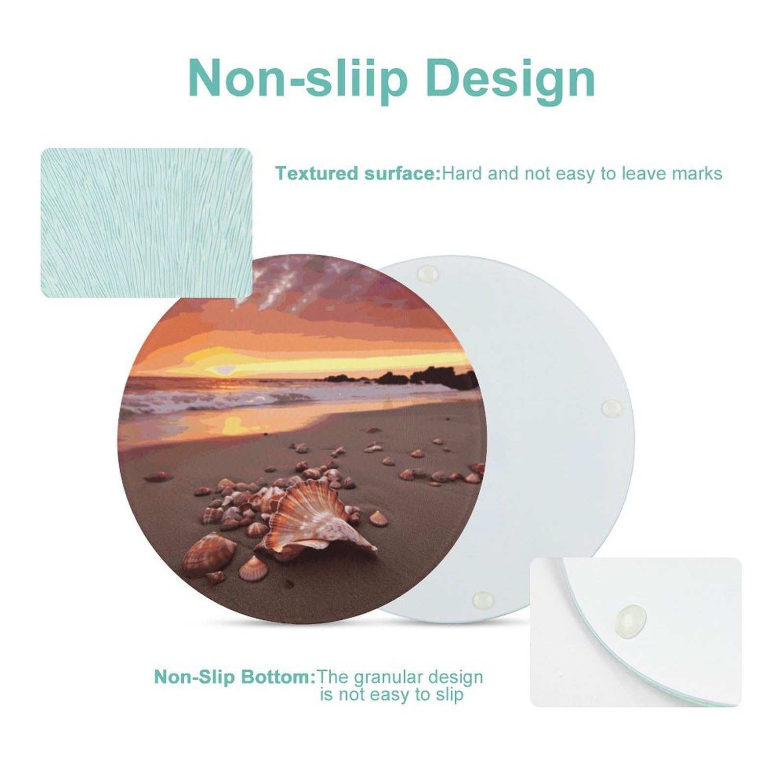 Shell Beach Sunset - Tabla de cortar redonda fácil de limpiar, tablas de cortar para cocina de tamaño grande 7.9, tablas de cortar esenciales de cocina convenientes para carne y verduras