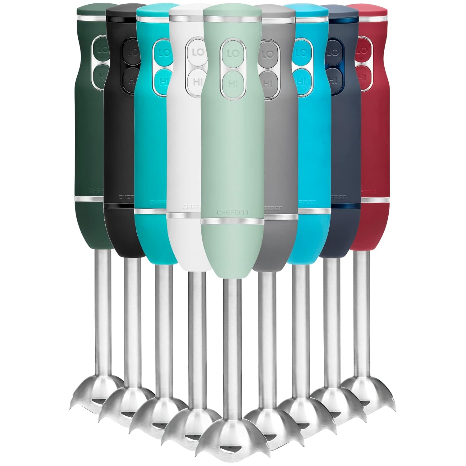 Chefman Immersion Stick Hand Blender with Stainless Steel Blades, Powerful Electric Ice Crushing 2-Speed Control Handheld Food Mixer, Purees, Smoothies, Shakes, Sauces & Soups, Sage image 1