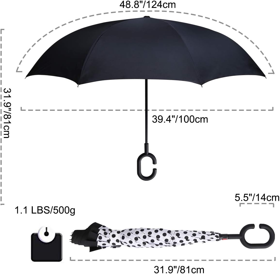G4Free Windproof Upside Down Double Layer Inverted Reverse Umbrella UV Protection for Women