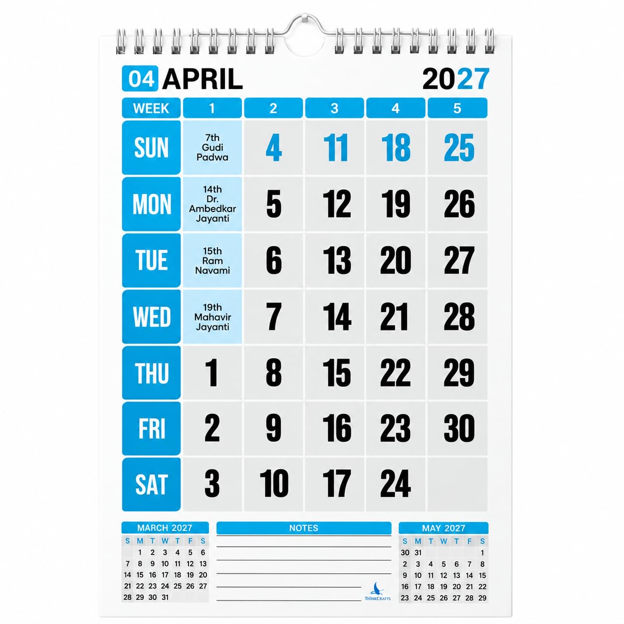 Thinkcrafts 2027 (sept 2026 - dec 2027) Wall Calendar New Year