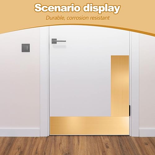 Miniatura 6 de Yaocom 2 piezas de placa de patada de puerta, placa de patada para puerta exterior, interior, placa de zócalo comercial, protectores de puerta