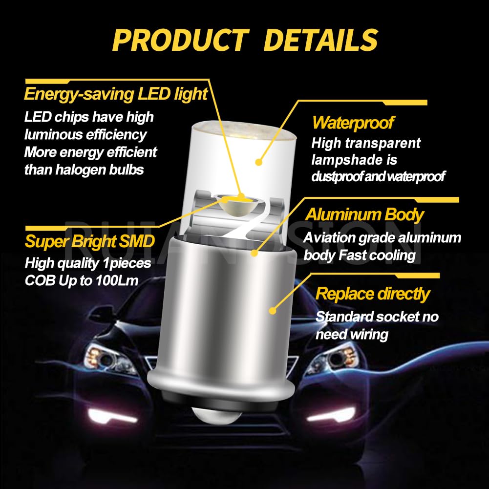 Ruiandsion MF6 Mini LED Indicator Bulb 6-32V Dashboard Light Bulbs White Interior Light Bulb Indicator Panel Light (Pack of 5)