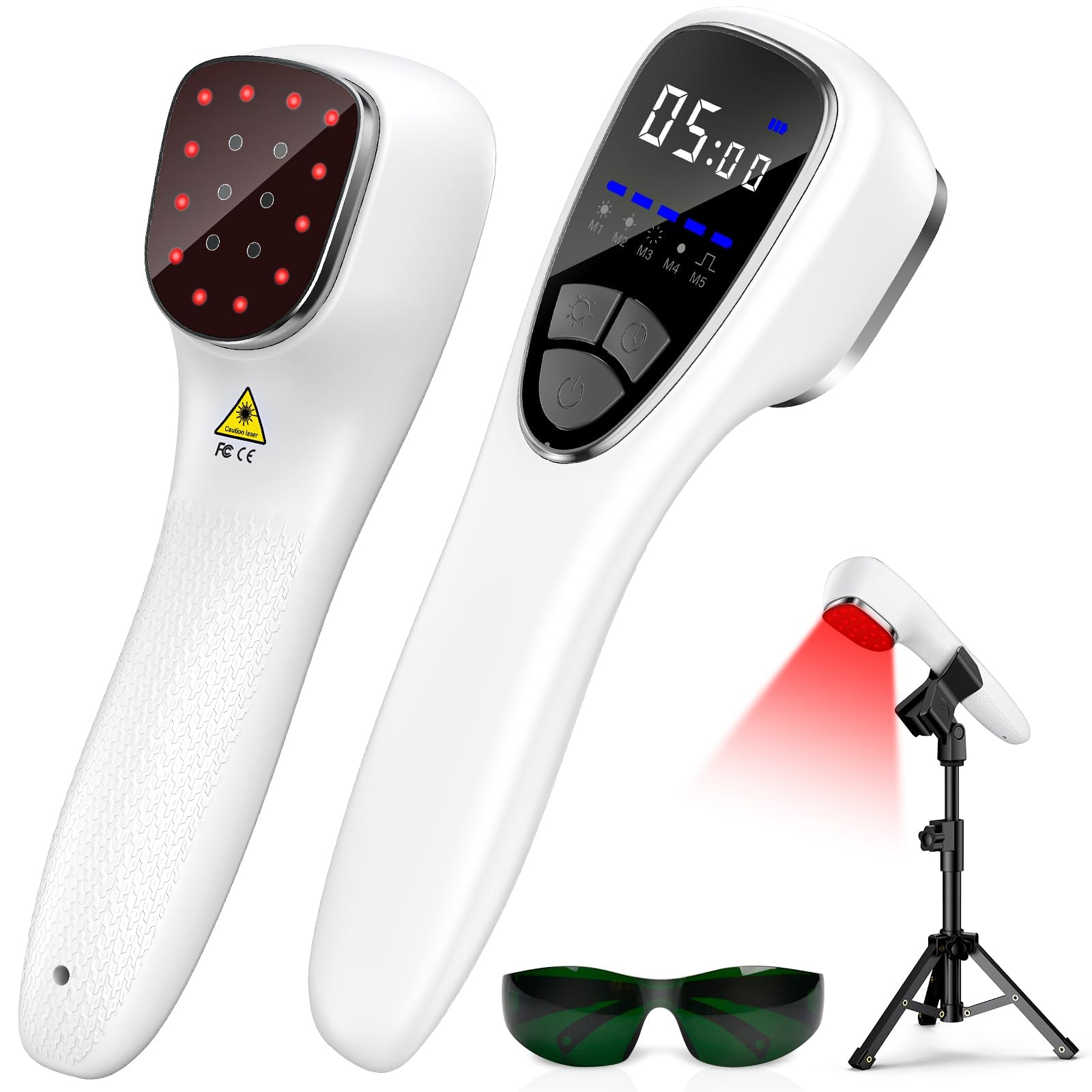 Dispositivo Luce Rossa 650nm & 808nm con Supporto – Lampada Infrarossi Portatile Senza Fili con 5 Modalità e Timer, Dispositivo Benessere per Relax Muscolare, Schiena, Collo, Sport e Uso Domestico
