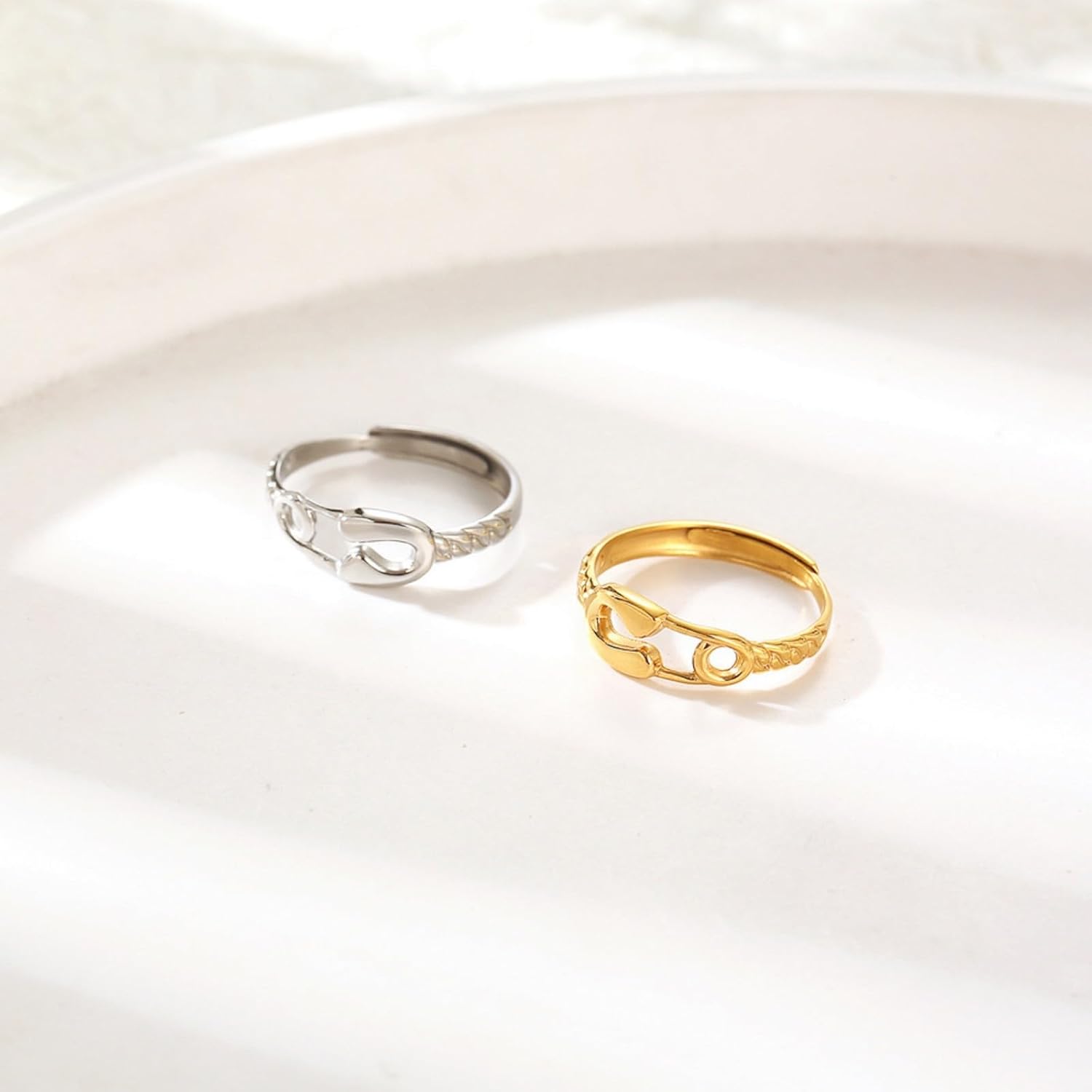 Promise Rings for Women Stainless Steel Chunky Gold Rings 18k Gold Plated Gold Silver Statement Rings for Women Jewelry Gift - Image 6