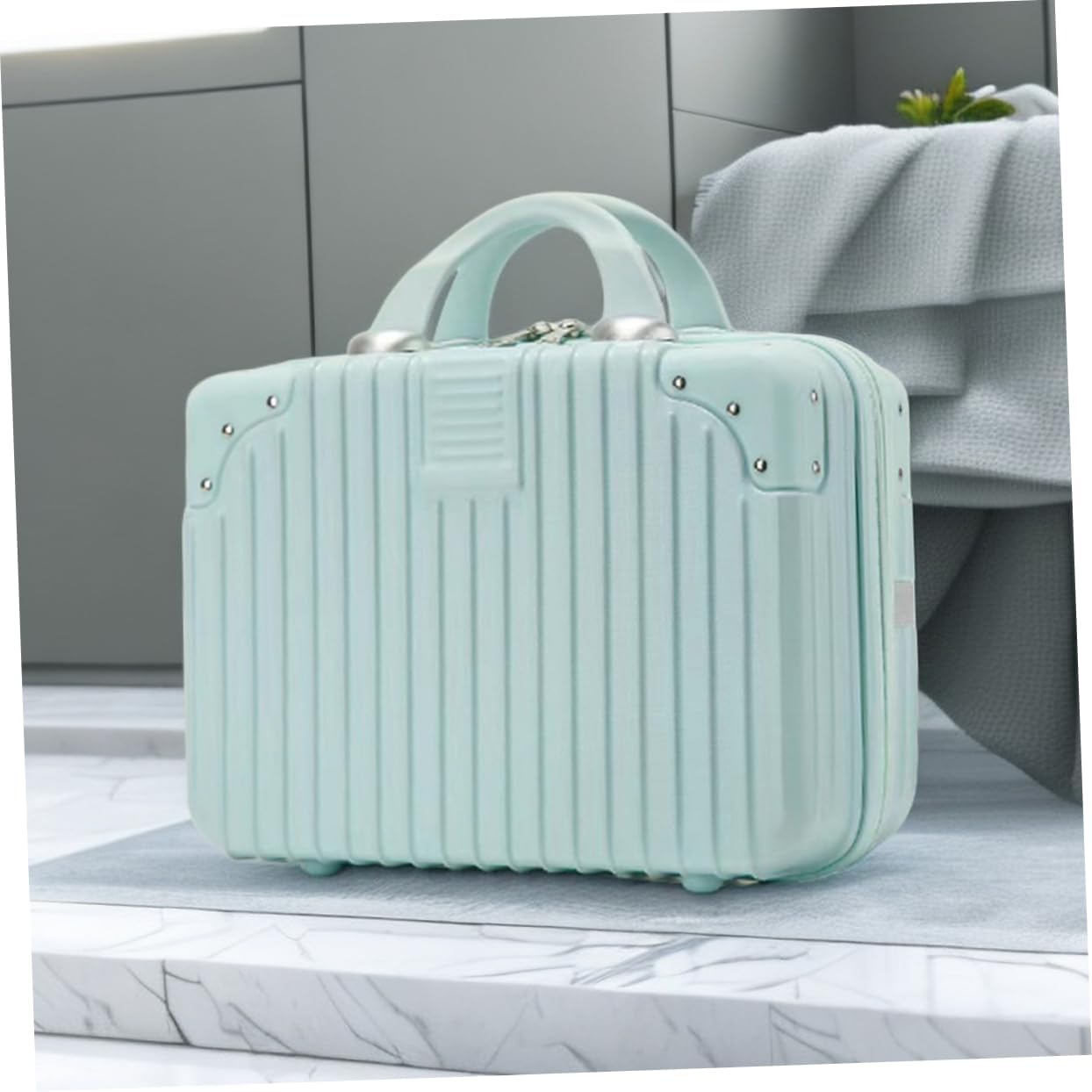 Capacity Makeup Organizer Suitcase Portable Cosmetic Storage Box for Travel Home Use Vintage Design for Skincare