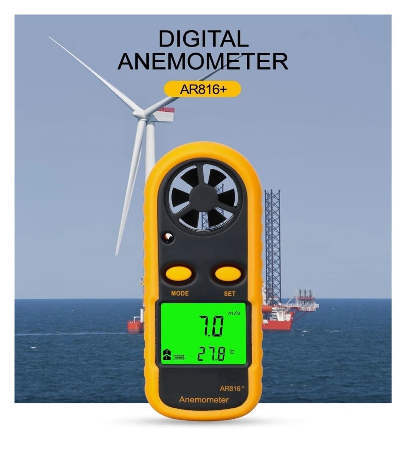 Mini Anémomètre Numérique 0-30 M/s, Compteur De Vitesse du Vent