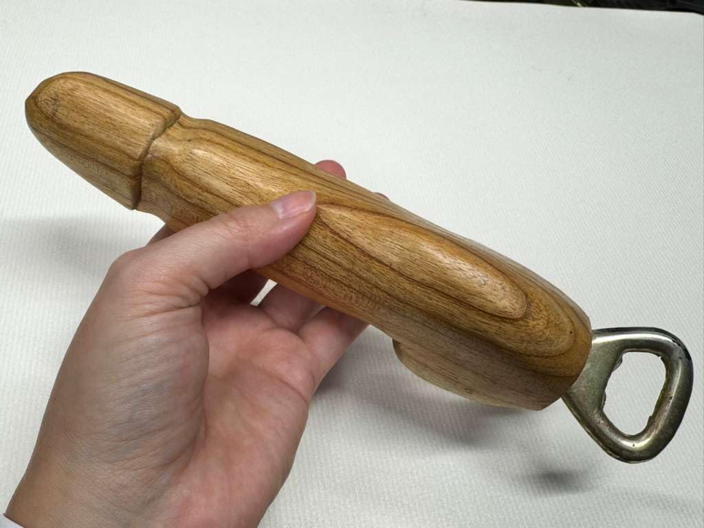 Handcrafted Wooden Novelty Bottle Opener–Funny Gag Gift for Men & Women, Solid Wood Handle,Stainless Steel Cap Opener, Unique Gift for Parties,Birthdays, Bachelor & Bachelorette Events(8 inches, big)