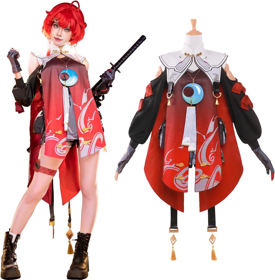 鳴潮 長離 コスプレ 衣装 ウィッグ靴傘付き Amazon.co.jp: GGcosplay