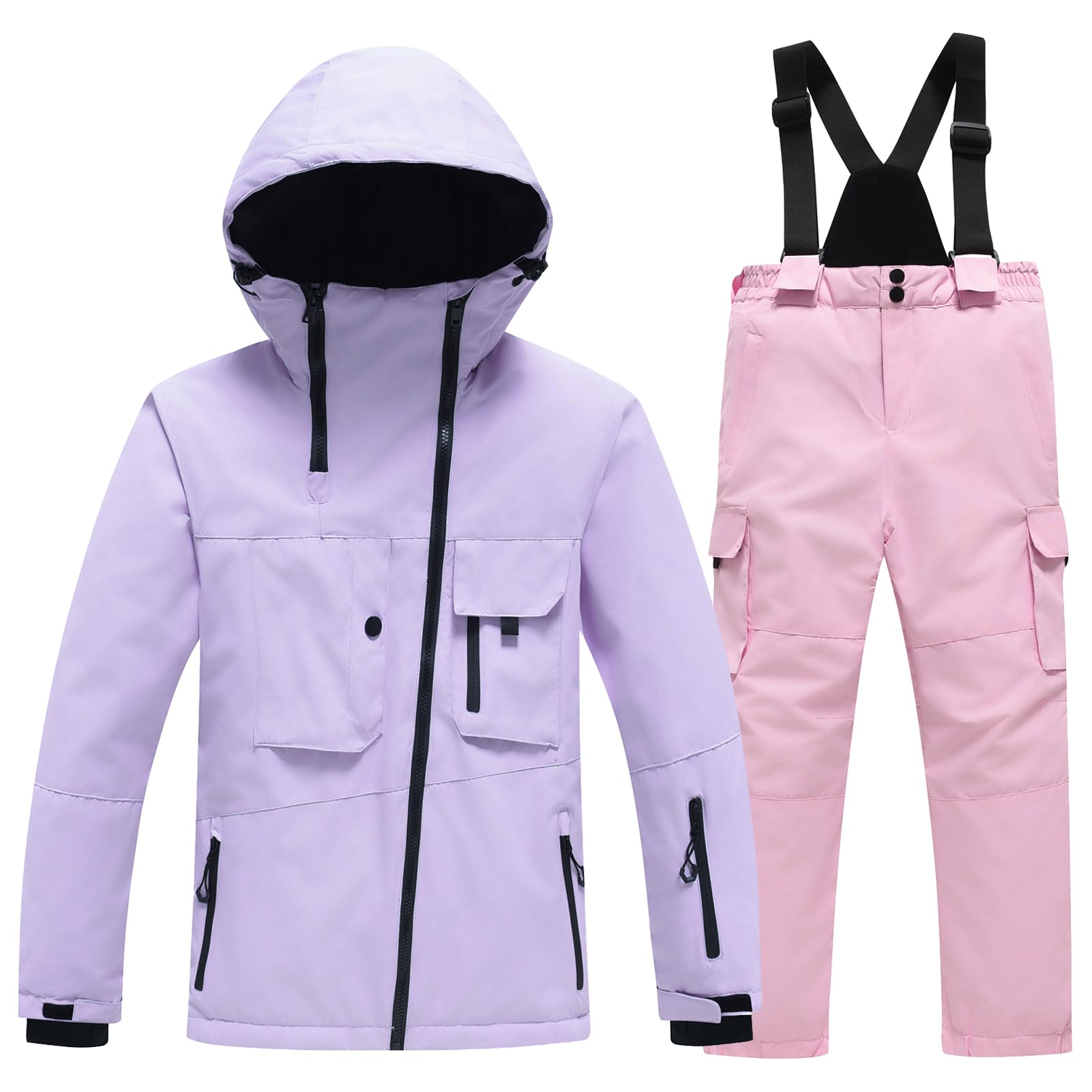 Skianzug Kinder 2 Teilig Verdickt Wasserdicht Schneeanzug Junge Skijacke und Skihose Mädchen Warme Outdoor Ski-Bekleidung