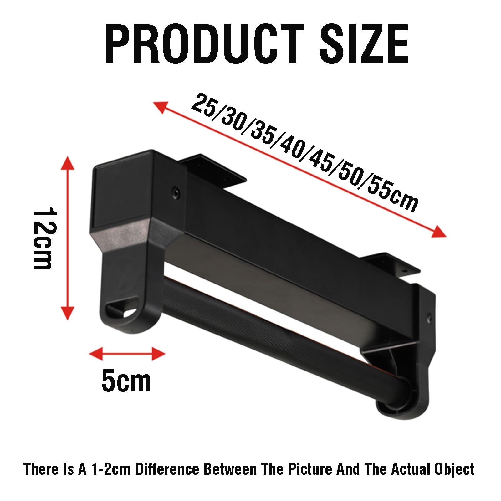 Uitschuifbare Hanger Met Rails 25-55 cm,Uittrekbare Kledingstang,Kledingkast Kledingstang,Geschikt For Kledingkast En Kastorganisatie, Ruimtebesparend,Draagvermogen 25 Kg (Color : Black, Size : 45cm