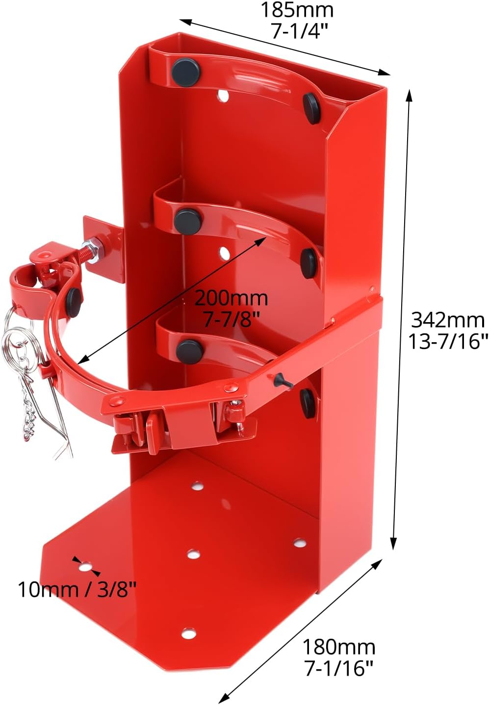 QWORK ヘビーデューティー車両ブラケット、消火器ブラケット&amp;マウント-St12スチールレッド、20ポンドドライ/10ポン
