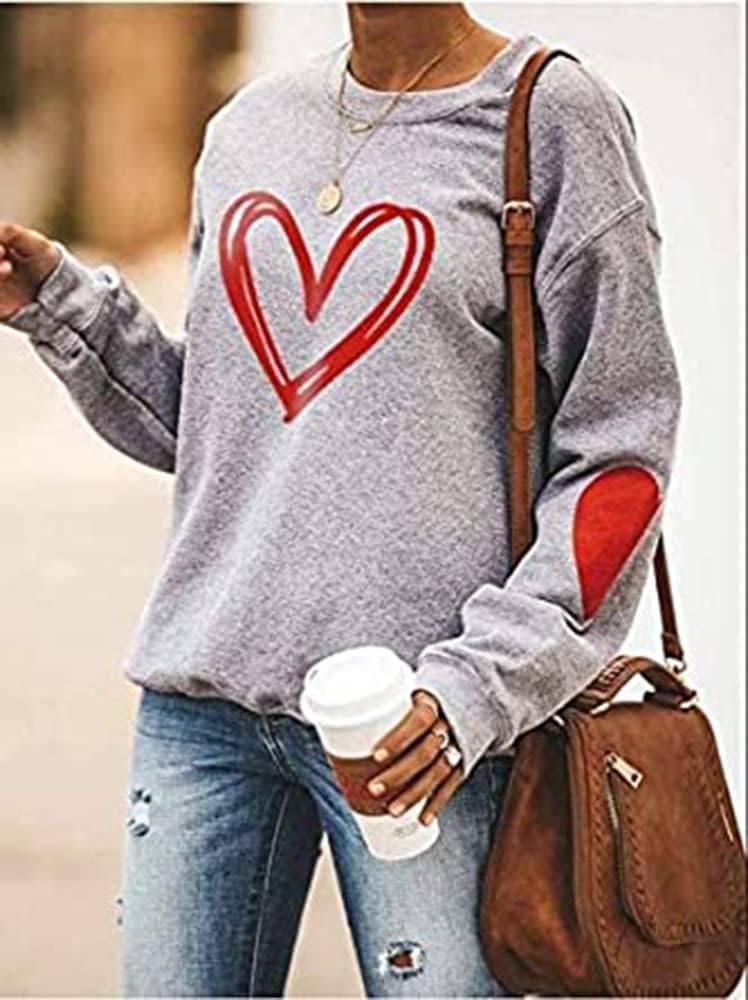 Ykomow Long Sleeve Valentines Shirts Women Plaid Love Heart Valentine's Sweatshirts Blouse Tops - Image 3