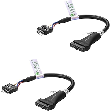 SIENOC 19 Pin USB3.0 Female to 9 Pin USB2.0 Male Motherboard Cable Adapter Pack of 2