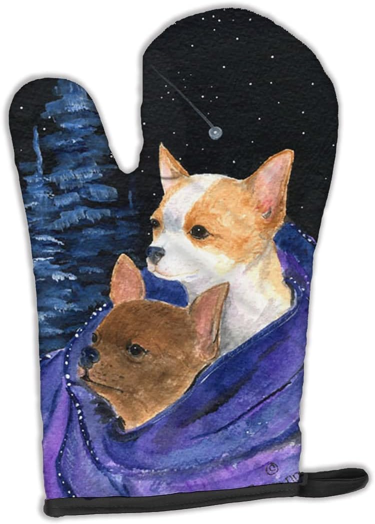 Caroline's Treasures SS8513OVMT Starry Night Chihuahua Oven Mitt Heat Resistant Thick Oven Mitt for Hot Pans and Oven, Kitchen Mitt Protect Hands, Cooking Baking Glove