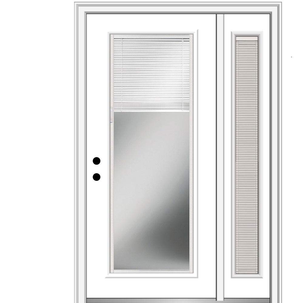 National Door Company, Exterior with One Sidelite Door, Steel, 48" x 80", Full Lite, Raise/Lower Blinds Collection, Right-Hand Inswing