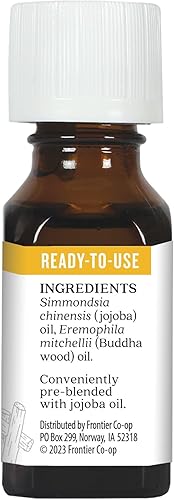 Miniatura 2 de Aceite esencial de madera de Buda de Aura Cacia en aceite de jojoba  Probado por GCMS para pureza  0.5 fl. oz.