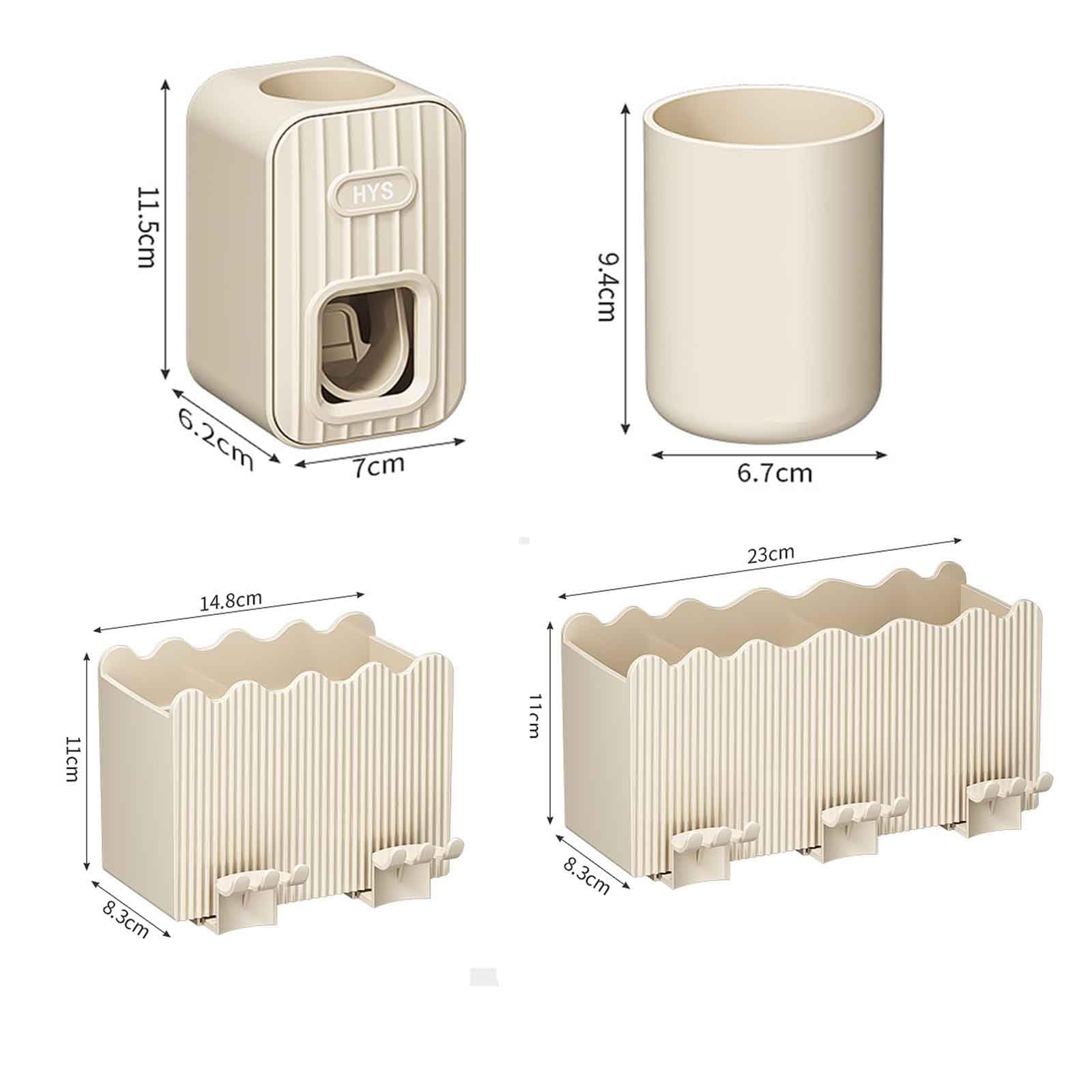 Dispensador Pasta Dientes Dispensador De Pasta De Dientes Organizador Baño Porta Cepillo Viaje Portacepillos Pared Toothbrush Holder Soporte Cabezales Cepillo Portavasos (White,14.8x8.3x11cm)