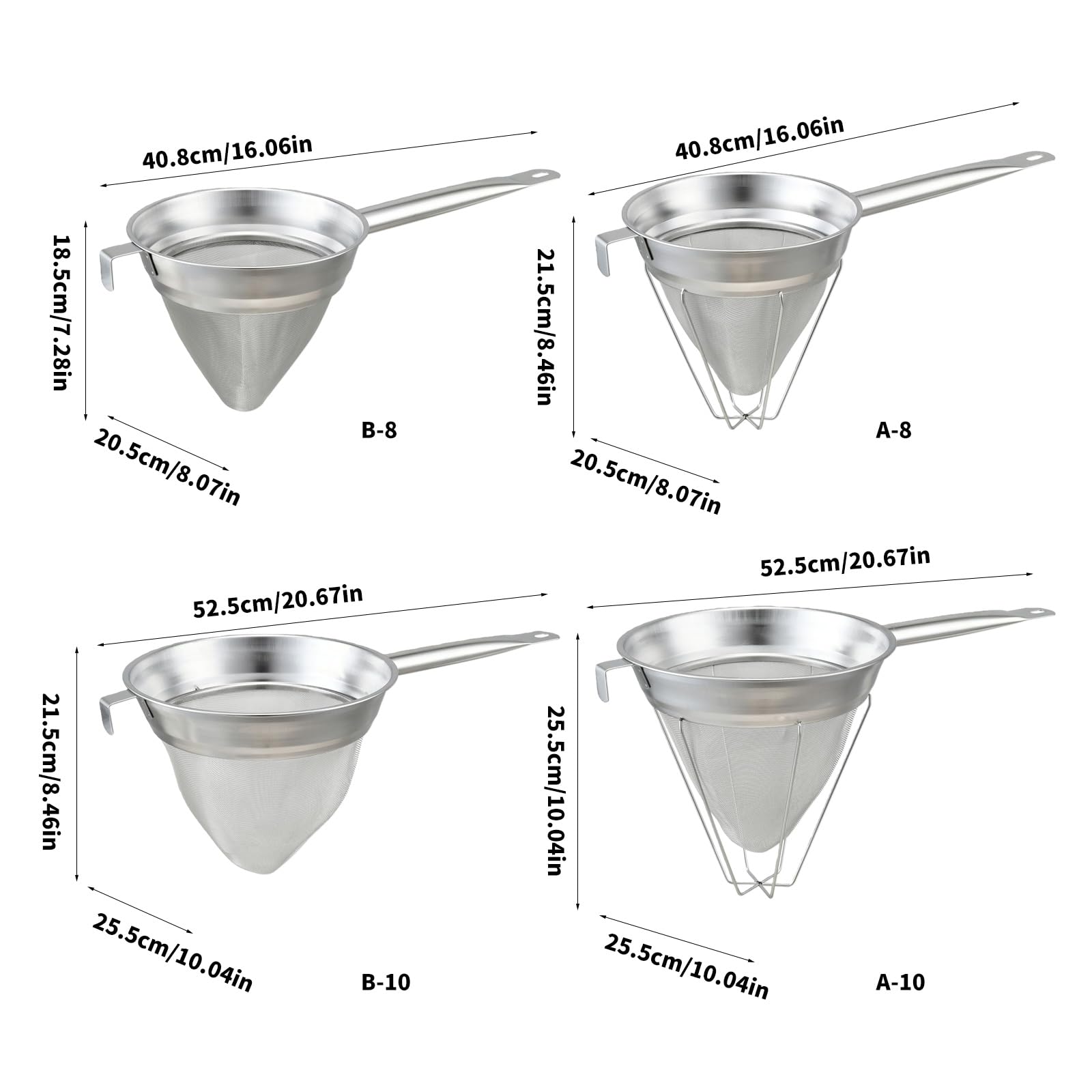 Rostfreies Koch Bouillonsieb für die Küche, feine Maschen, konisches Filtersieb mit für Öl, Teeblätter und Cocktails, Küchenfilter