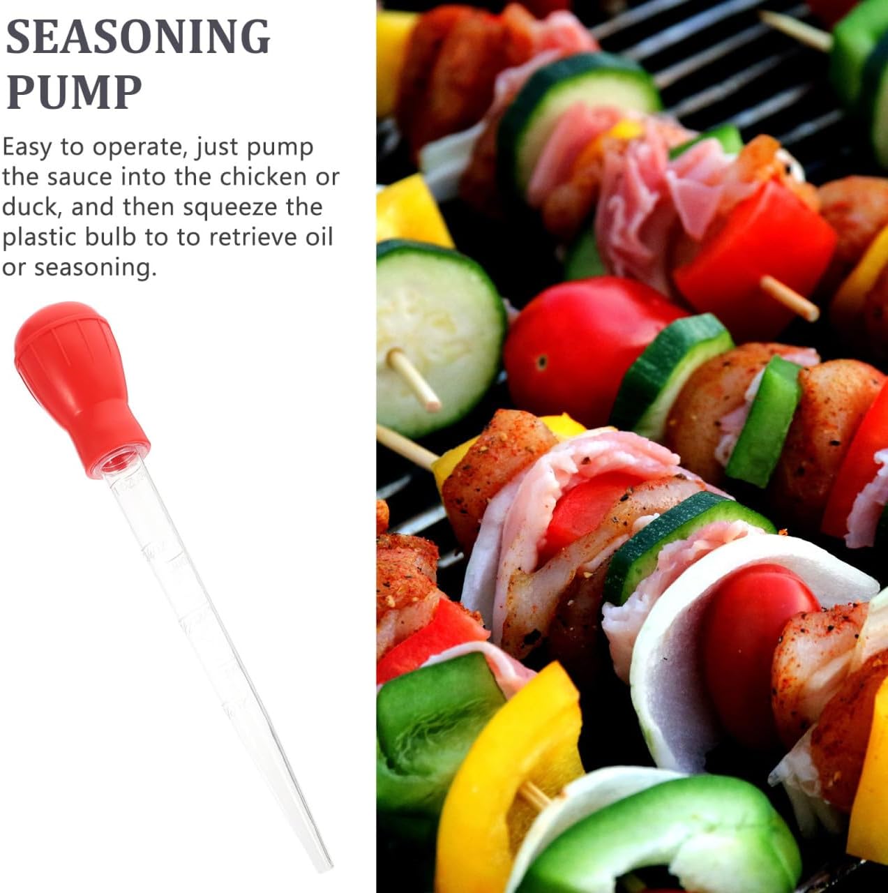 Garneck Kitchen Oil Dropper Seasoning Pump for Cooking 11.41in Plastic Baster with Graduated ounce and millimeter Markings Clear Tube for Baking Gravy Pork Beef and Fish