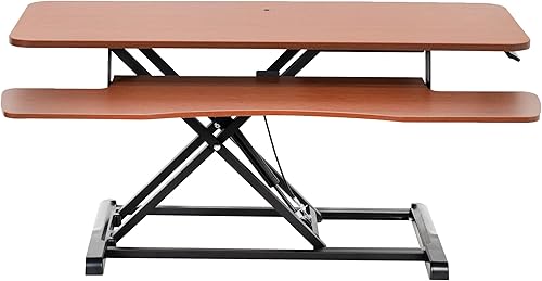 Vista 34 de VIVO - Convertidor de escritorio de 32 pulgadas, Serie K, elevador ajustable de altura para pasar de sentado a de pie, estación de trabajo para dos