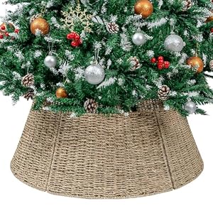 CubesLand Christmas Tree Collar for 7.5ft Trees,Seagrass Christmas Tree Skirt 27",Handcrafted Christmas Tree Collar for Artificial Trees,Warm Rustic Tree Skirt Farmhouse Tree Collar Tree Base Cover CubesLand Christmas Tree Collar for 75ft TreesSeagrass Christmas Tree Skirt 27Handcrafted Christmas Tree Collar for Artificial TreesWarm Rustic Tree Skirt Farmhouse Tree Collar Tree Base Cover