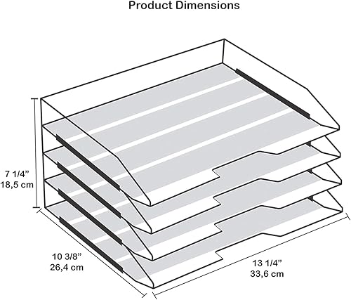 Miniatura 6 de Acrimet Bandeja apilable para cartas, organizador de archivos de escritorio de plástico con carga lateral de 4 niveles (color verde sólido)