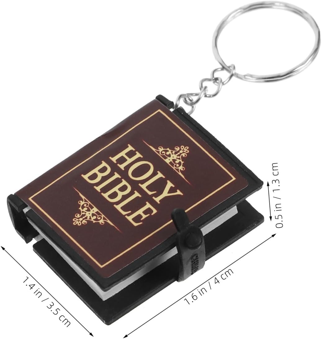 Veemoon 8 Pcs Mini Bible Keychain,1. 6 Inch Bible Key Ring Religious Keyring Pendant for Church Baptism Prayer Decor image 3