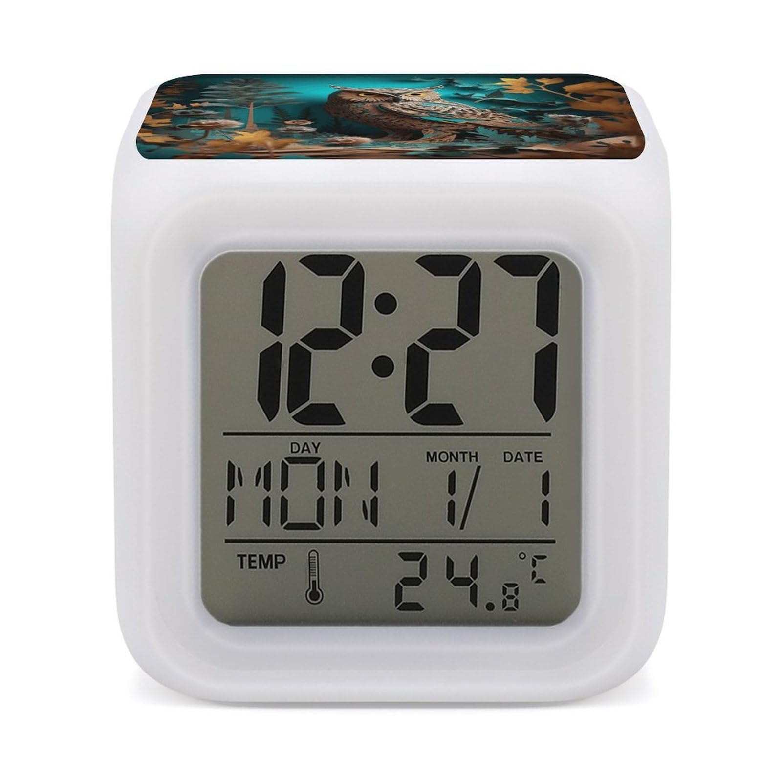 VstaDank Owl Alarm Clocks with 7 Color Changing Night Light Exquisite Bedroom Digital Clocks with LED Temperature Display Desk Clock Ok to Wake Clocks for Heavy Sleeper
