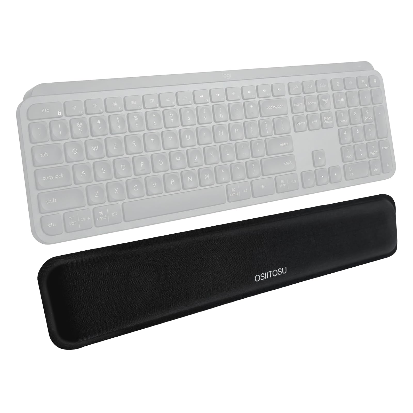 OSIITOSU Keyboard Wrist Rest 16.9" Keyboard Wrist Support Ergonomic 65D High-Density Soft Memory Foam Anti-Slip Rubber Base for Full-Size Keyboards