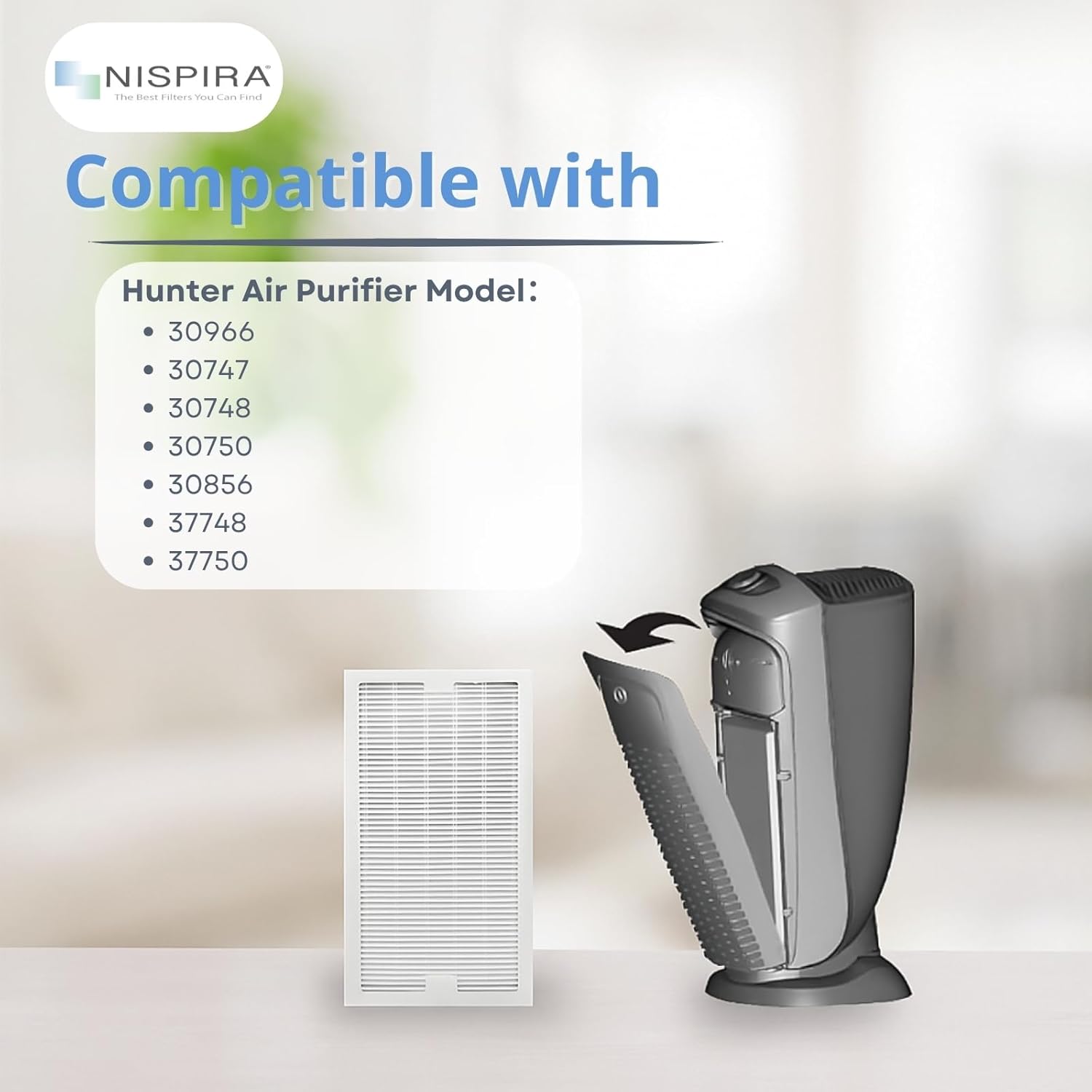 Nispira True HEPA Replacement Filter Compatible with Hunter Models 30966, 30747, 30748, 30750, 30856, 37748, 37750 Air Purifier, 2 Packs - Image 4