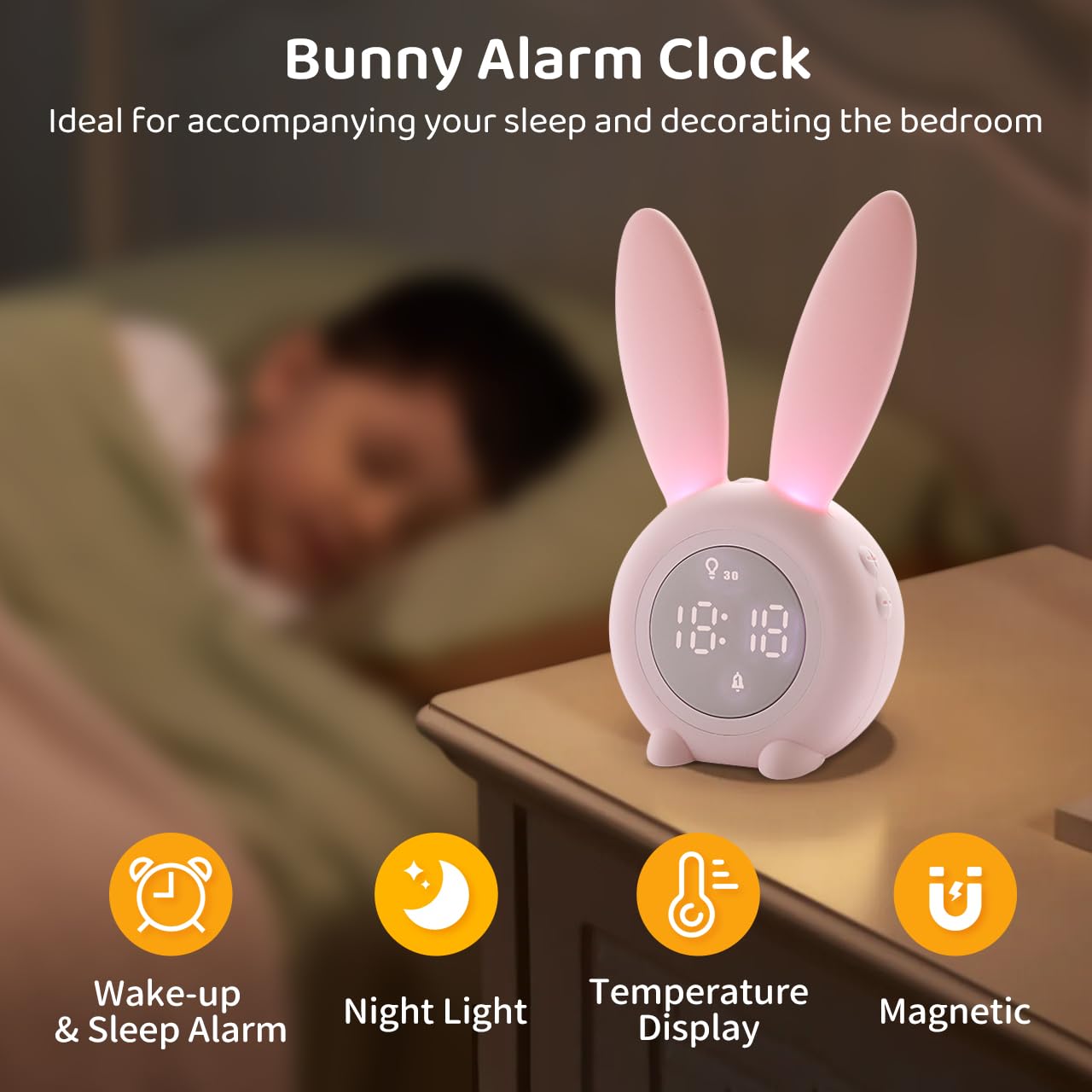 Niedliches Panda-LED-Nachtlicht, dimmbare Squishy-Nachtlampe, Silikon-Nacht-Schlafzimmerlampe, USB-wiederaufladbares Schreibtischlicht, Hasen-Wecker, Geschenk für Kinder, Mädchen, Jungen, Familie
