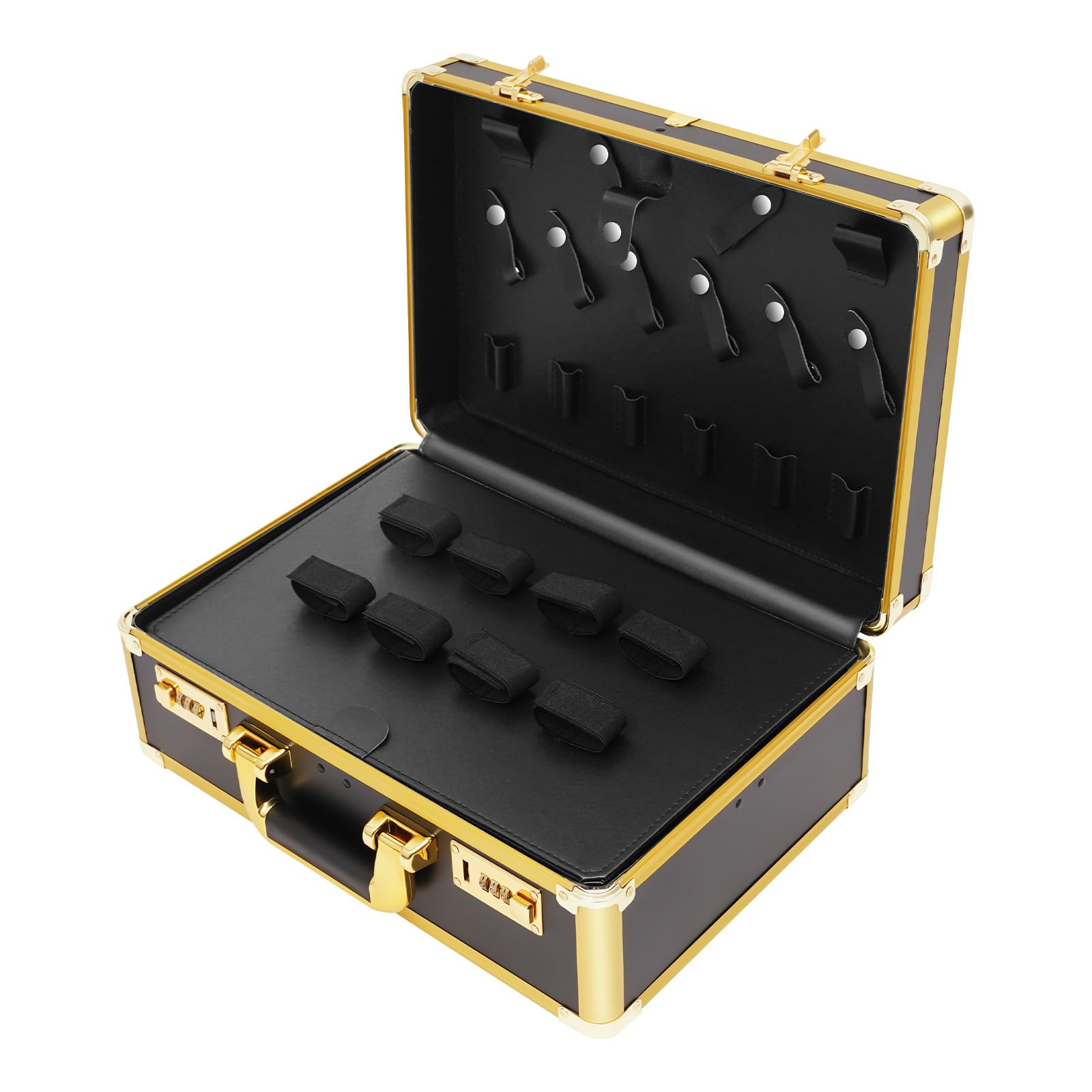 Kosmetikkoffer, Aufbewahrungskoffer, Make-up-Koffer, professionell, Organizer für Beauty-Werkzeuge, große Kapazität, sicher mit Schloss, tragbar für Reisen, Wohnzimmer und Haus, goldfarben