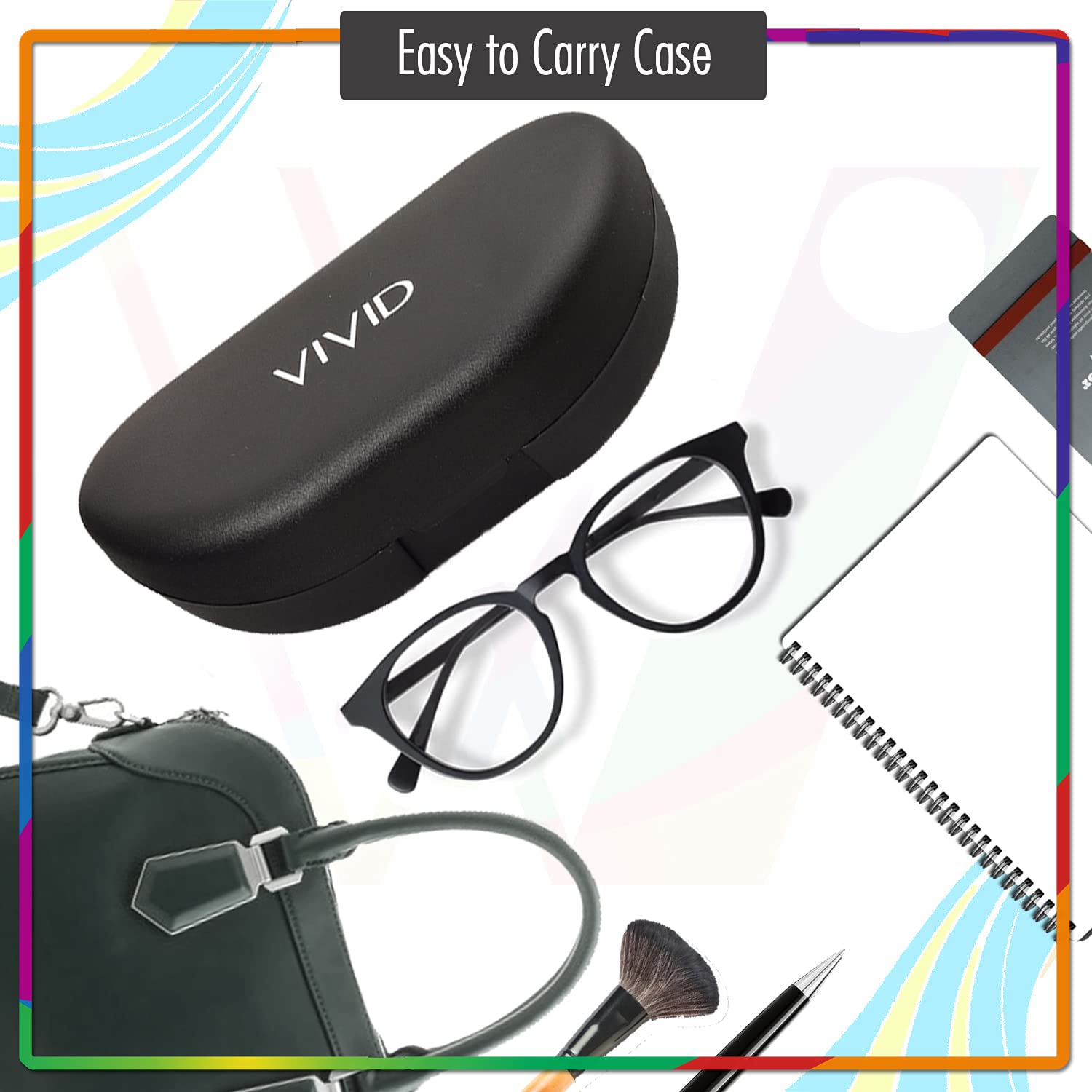 VIVID Vision Unisex Adult Lightweight Eyewear specs Case Cover | Protect Eye Glasses | Plastic | Sunglasses | Cases | Ap-227 | Black 3