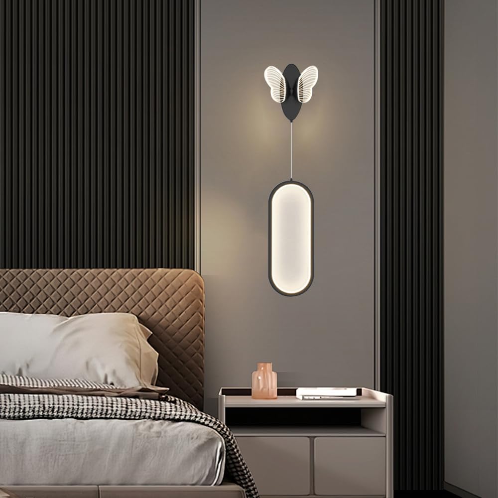 Lampa ścienna LED, wewnętrzne kinkiety, 15 W Kreatywna nordycka lampa motylkowa, nowoczesna artystyczna lampka nocna, do oświetlenia dekoracyjnego kamer