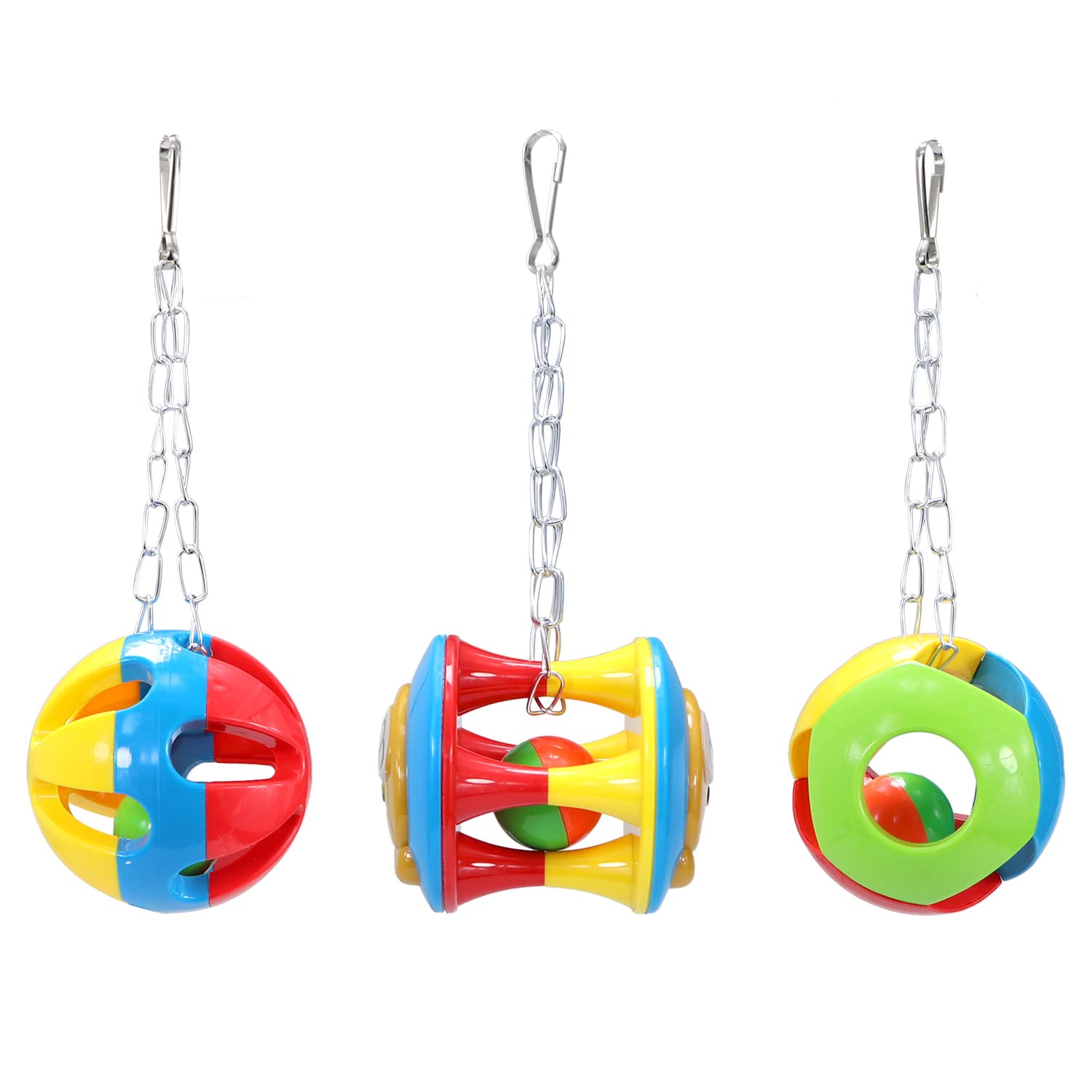 Litewoo 3 Pack Bird Chew Toy Bells Balls Set Parrot Training Toy Cage Accessories for Parakeet Cockatiel African Grey Cockatoo Macaw Conure - image 5