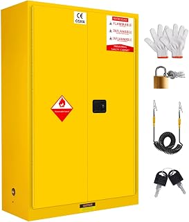 60 Gal Kerosene Gasoline Diesel Fuel - 65''x45''x20'' Flammable Liquid Storage Cabinet, Galvanized Steel Metal Cabinet 2 Adjustable Shelf Fire Cabinet for Commercial Industrial and Home Use