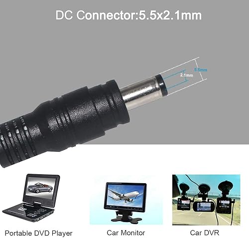 Miniatura 4 de Paquete de 2 Encendedor de cigarrillos a DC 0.217 in x 0.083 in Adaptador Jack -12V DC hembra enchufe a 0.217 in x 0.083 in macho barril enchufe