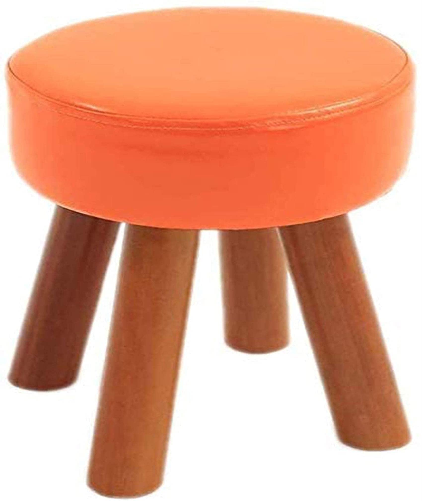 Chaise pouf haut de gamme en cuir PU et base en bois pour décoration élégante