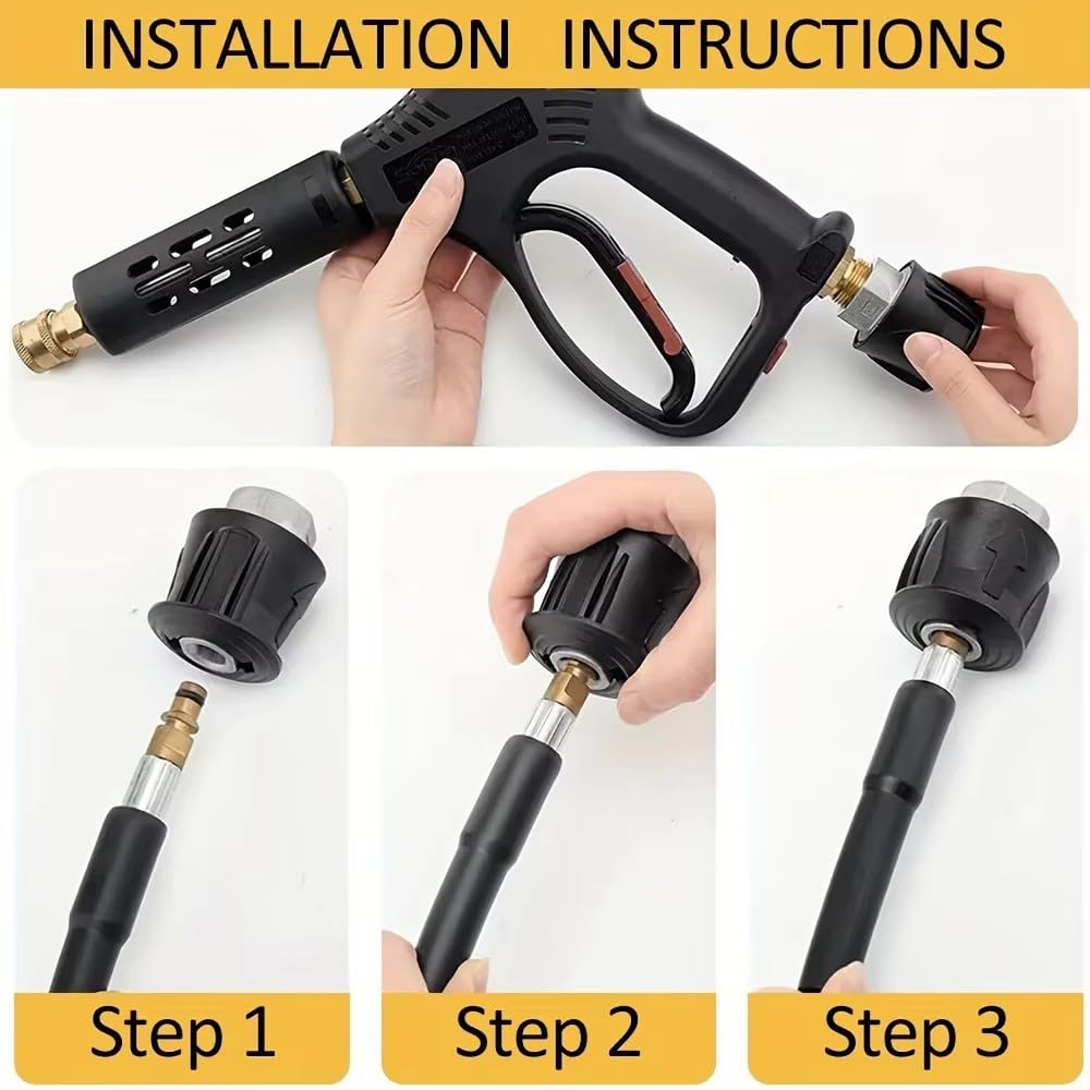 Lance Nettoyeur Haute Pression,Pistolet Nettoyeur Haute Pression,Pistolet Haute Pression,4000psi nettoyage haute pression avec rallonge de rechange,5 embouts,Tuyau de 8 mètres,Pour lavage des voitures