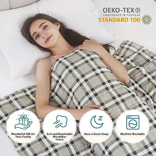 L'AGRATY Weighted Blanket - 60"x80" 20lbs Cooling Breathable Heavy Blanket Microfiber Material with Glass Beads for Adult All-Season Summer Fall Winter Soft Thick Comfort
