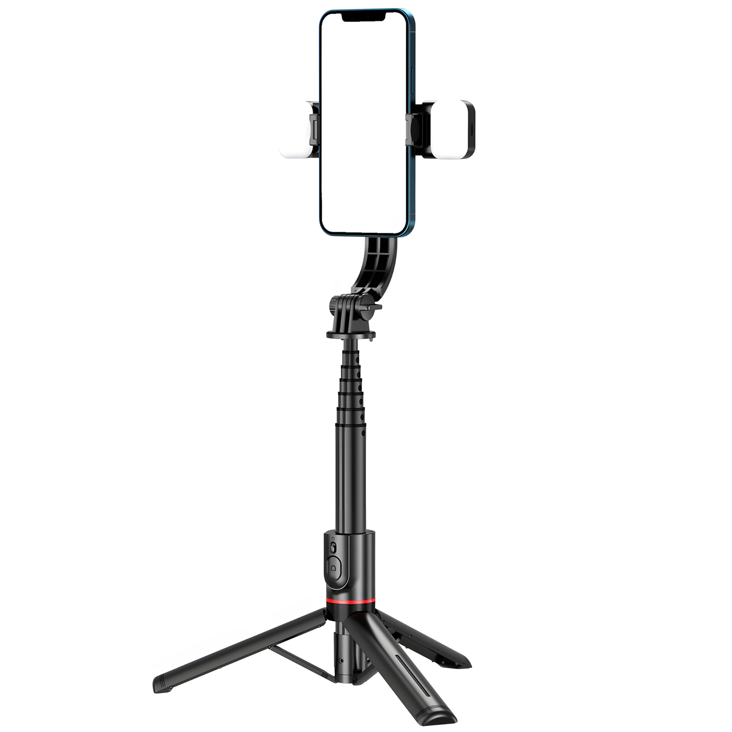Retoo Selfie Stick 110,5 cm, statyw do telefonu, opcja Bluetooth rozszerzalny lampa 3 w 1 do telefon komórkowy drążek teleskopowy, statyw podróżny do selfie/wideo