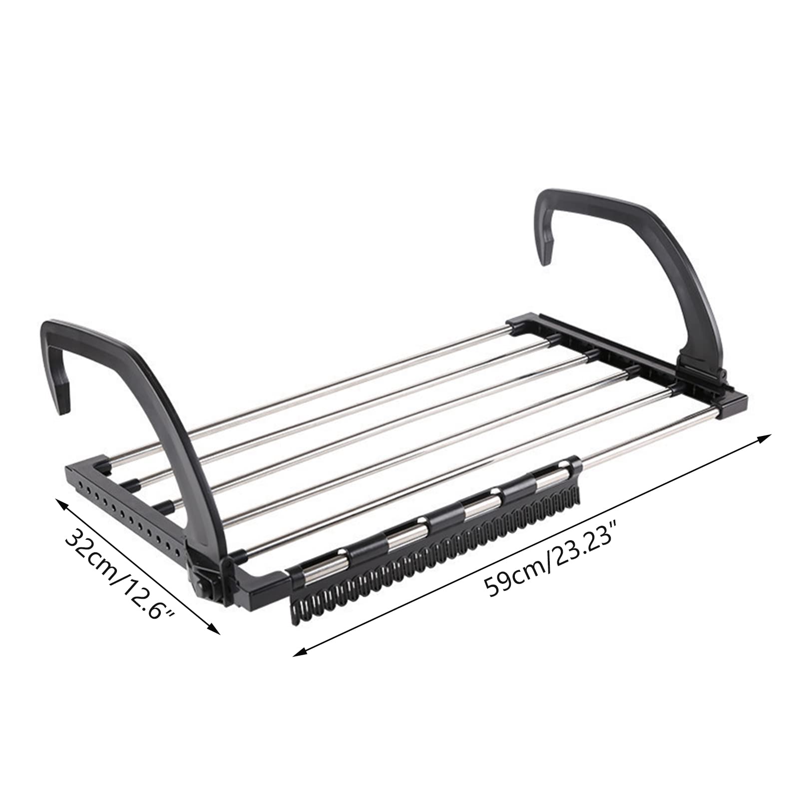 Radiateur de balcon - En acier inoxydable - Pliable - 32 x 59 cm