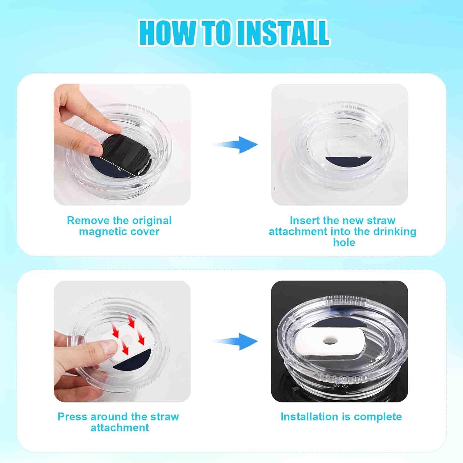 2pcs Straw Lid Attachment with 6pcs Straws Compatible with YETI Rambler 20oz 30oz Travel Mug, BPA-Free Straw Lid Cup Accessories for Yeti Rambler Stronghold Lid Straw Parts Cover (White) - Image 5