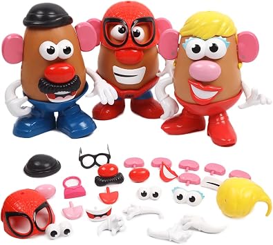 Mr/Mrs Potato Head Action Figure - Compatible with Mix and Match Accessories for Birthdays and Holidays 3 PCS