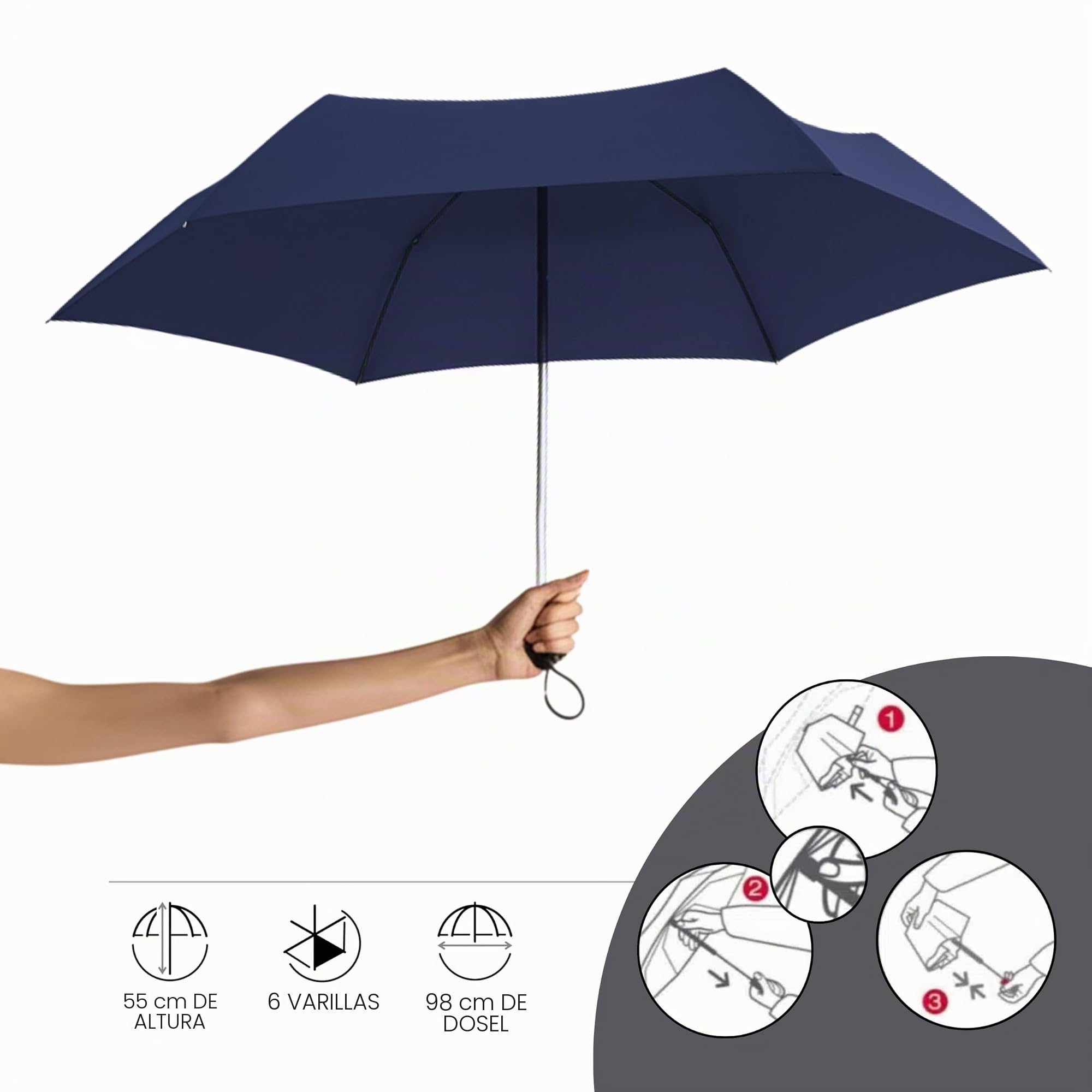Knirps Paraguas slim mini manual AS.050 a prueba de tormentas testado en el tunel de viento a 80km por hora antiviento con 5 años de garantia tamaño bolso