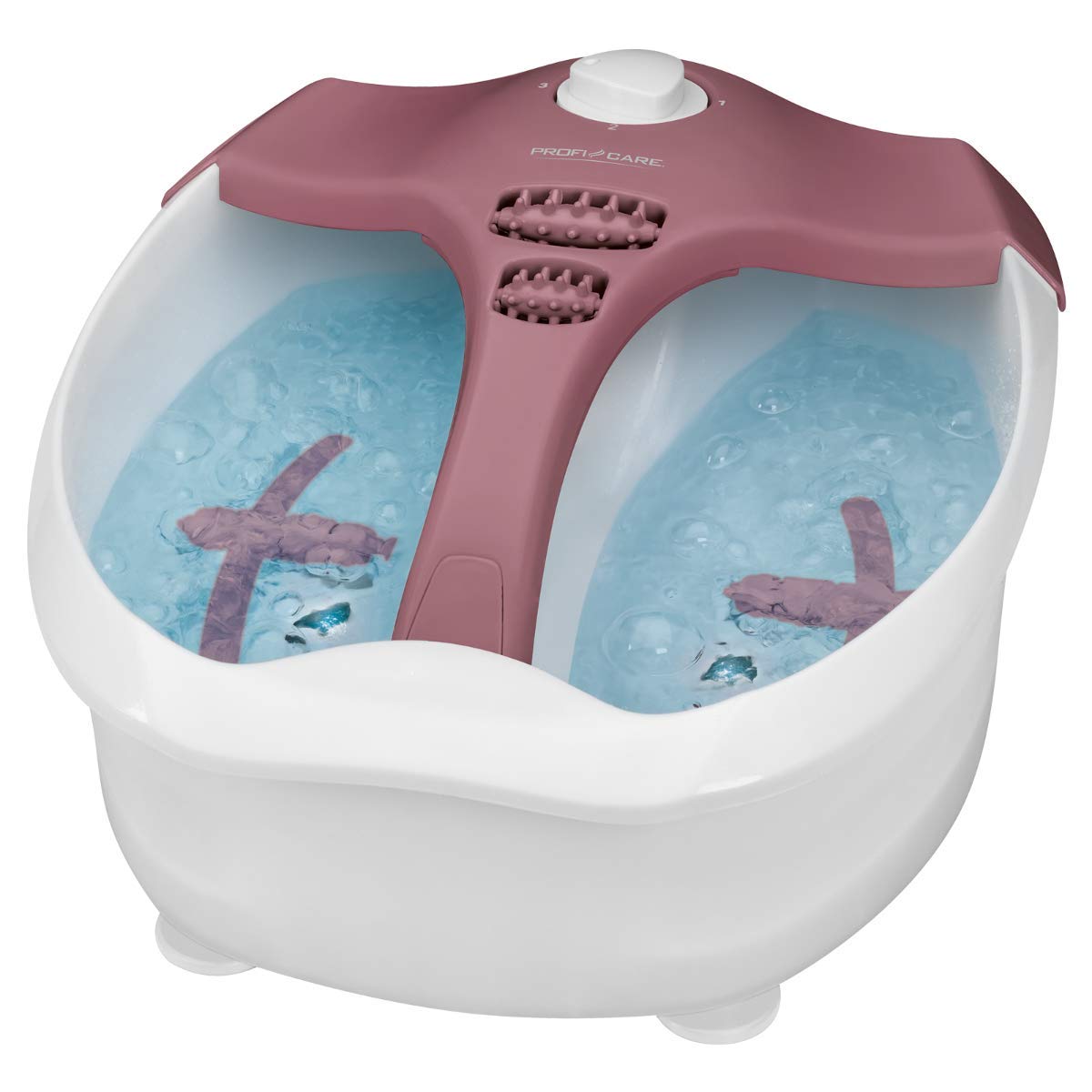 Proficare FM 3027 Masajeador de pies calefactable Reposapiés Hidromasaje 4 Modos de masaje funcionamiento con agua y sin agua Masaje vibratorio Masaje burbujas calentamiento agua 80W